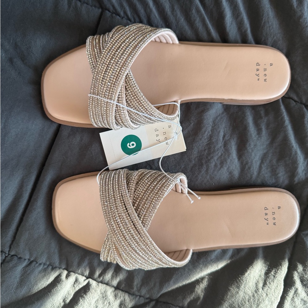 A New Day Beige Beaded Sandals